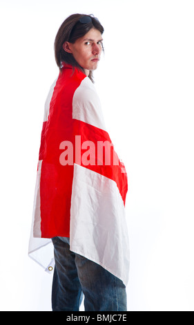 Ein junger Mann mit einem England Flagge Stockfoto