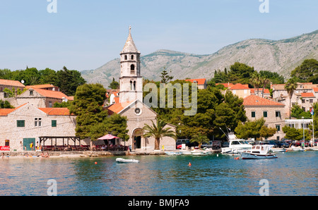 Blick auf Altstadt von Cavtat und unserer lieben Frau vom Schnee-Kirche, in der Nähe von Dubrovnik, Kroatien. Stockfoto