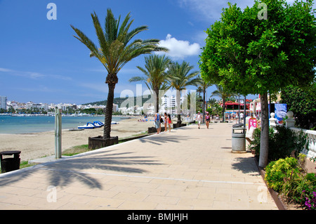 Strandpromenade, Platja de s' Arenal, Sant Antoni de Portmany, Ibiza, Balearen, Spanien Stockfoto