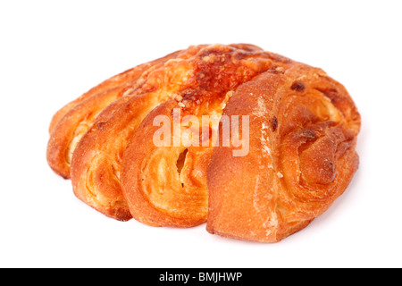 Brötchen mit Käse auf einem weißen Hintergrund isoliert. Stockfoto