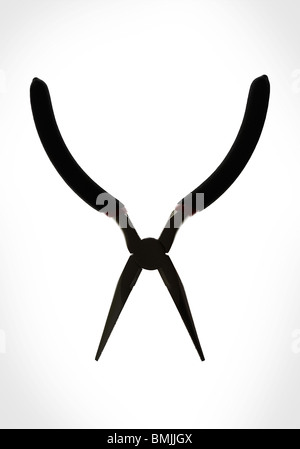 Ansicht der Zange vor weißem Hintergrund, Nahaufnahme Stockfoto
