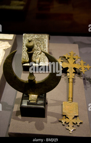 Koptische Kreuze auf dem Display an das Nationalmuseum von Alexandria, Alexandria, Al Iskandariyah, Ägypten Stockfoto