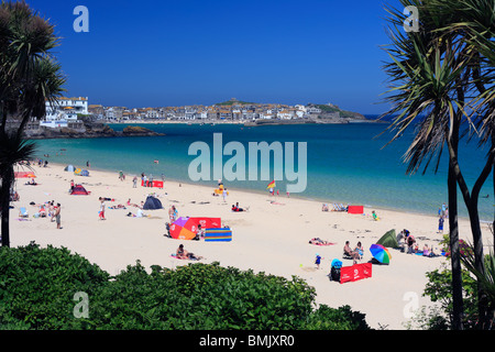 Porthminster Beach in St. Ives, Cornwall, an einem schönen Sommertag. England. Stockfoto