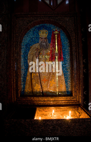 Mosaik von Papst Shenouda III von koptische orthodoxe Kirche in der Kathedrale von St. Mina Kloster in Mariut, Ägypten Stockfoto