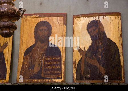 6.-7. Jh. Ikonen Darstellung Christus in der großen Basilika der Verklärung in dem Heiligen Kloster St.. Stockfoto