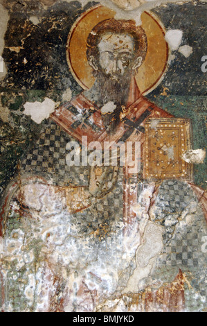 BYZANTINISCHE KUNST. REPUBLIK VON ALBANIEN. Fresken in Lekuresi Burg. Saranda. Stockfoto