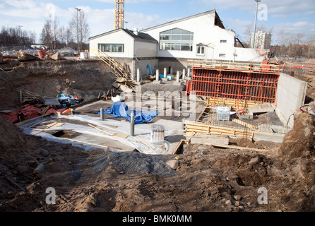 Bau Website Fundamente gegraben, Finnland Stockfoto