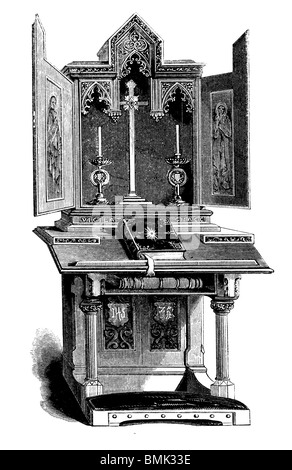 Schwarz / weiß-Gravur schneiden Sie isoliert auf weiss. Abbildung eines Kunst-Elements auf der großen Londoner Ausstellung 1851 ausgestellt. Stockfoto