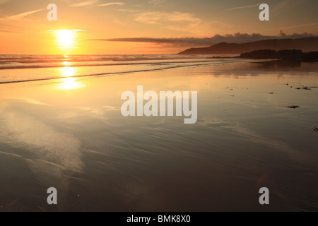Woolacombe Bay - Sommer Sonnenuntergang, North Devon, England, UK Stockfoto