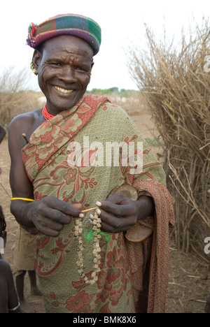 Äthiopien: Unteren Sie Omo River Basin, Omo Delta, Dassenech Dorf von Ilokelete, Stockfoto