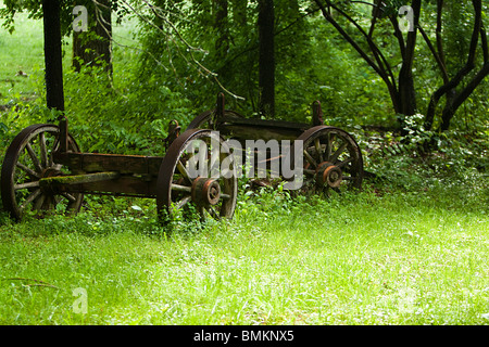 Eine alte rostige Allrad Wagen in einem Feld Gras Stockfoto