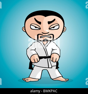 Zeichnen Sie ein Karate-Mann im Cartoon-Stil Stockfoto