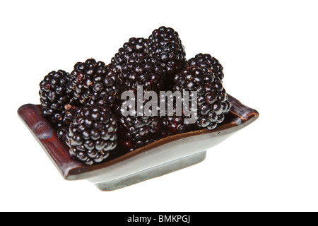 Brombeeren auf einer rein weißen Hintergrund isoliert Stockfoto