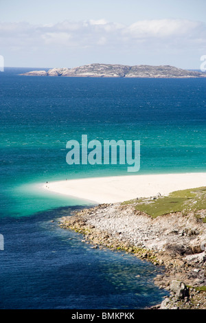 abgelegenen weißen Sandstrand nördlich von Hushinish Bucht Insel Harris Mountains western Isles äußeren Hebriden Schottland Stockfoto