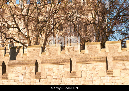 Wanddetail im Tower of London, London, Vereinigtes Königreich Stockfoto