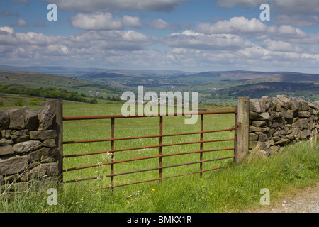 Ansicht von Aire Valley in Richtung Skipton, North Yorkshire Stockfoto