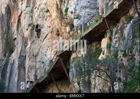 El Caminito del Rey, oder des Königs wenig Weg. El Chorro. Andalusien, Spanien Stockfoto