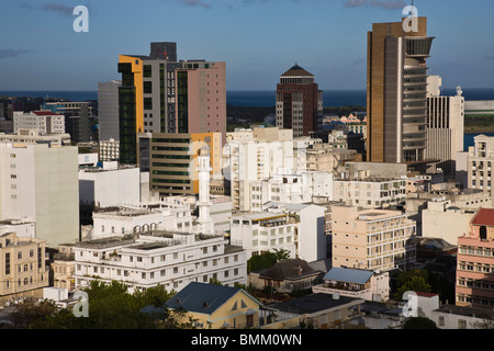 Mauritius, Port Louis, Blick auf die Stadt von Fort Adelaide, Morgendämmerung Stockfoto