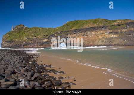 Coffee Bay, Transkye, Wild Coast, Südafrika. Hole in the Rock Stockfoto