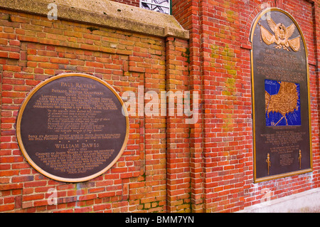 Gedenktafel in der Paul Revere Mall auf der Freedom Trail, Boston, Massachusetts Stockfoto