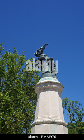 Gefallene Engelsstatue, Parque del Retiro, Madrid, Spanien Stockfoto