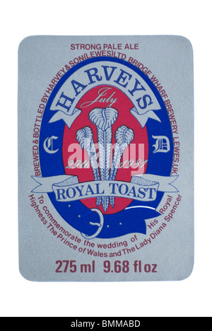 "Harveys" Royal Toast in Flaschen Bier Label - Label ca. 1981. Stockfoto