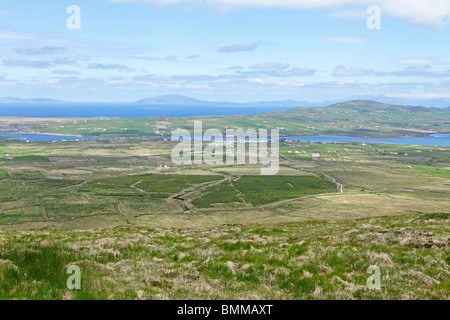 Panoramablick auf Valentia Island in der Nähe von Portmagee, Ring of Kerry, Irland Stockfoto