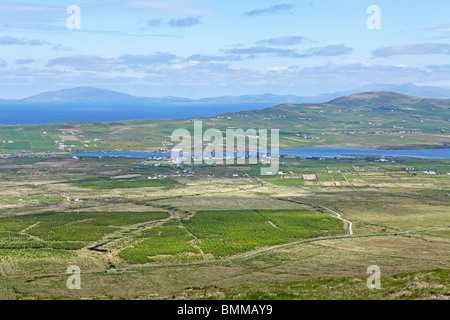 Panoramablick auf Valentia Island in der Nähe von Portmagee, Ring of Kerry, Irland Stockfoto