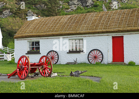 Irische Cottage am Folk Village in Glencolmcille, Co. Donegal, Irland Stockfoto