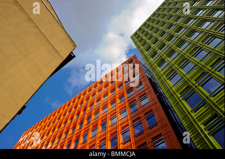 Baugewerbe, Bürogebäude, Central St. Giles', 'Modern Architecture' London, England, niedriger Blickwinkel, neues Geschäftsgebäude UK, londoner Büros farbenfroh Stockfoto