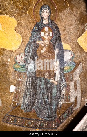 Mosaik der Jungfrau Maria und Jesus Christus, Hagia-Sophia-Moschee, Istanbul, Türkei Stockfoto