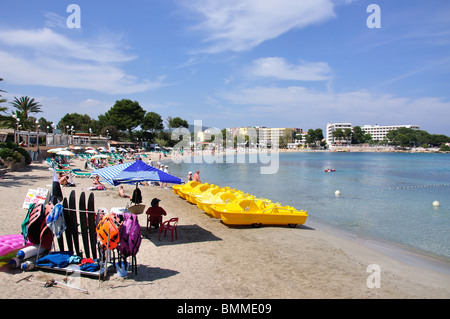 Strandblick, Es Canar, Ibiza, Balearen, Spanien Stockfoto