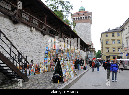 Kunstmarkt, alte Stadt, Malopolska Krakau Stadtmauern Florian Gateway., Krakau, Polen, Europе Stockfoto