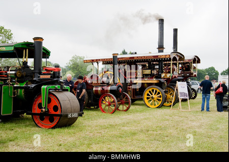 Zugmaschinen und Dampfwalzen im Heskin Hall Zugmaschine und Oldtimer-Rallye Stockfoto