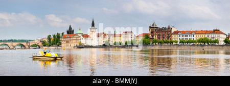 Panorama aus Schuss aus Prag Střelecký Ostrov Insel erschossen Stockfoto