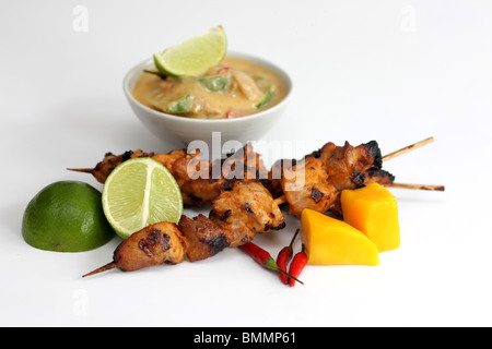 Huhn und Mango-Kebabs Stockfoto