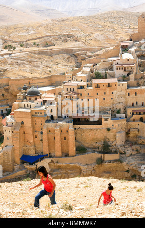 Israel, Judäa Wüste, Wadi Kidron, die große Lavra von St. Sabas (auch Mar Saba) Stockfoto