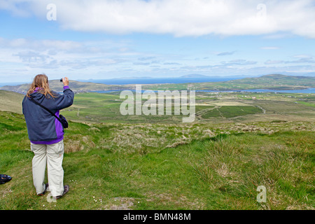 Panoramablick auf Valentia Island in der Nähe von Portmagee, Ring of Kerry, Irland Stockfoto