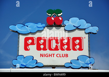 Pacha Nightclub Zeichen, Eivissa, Ibiza, Balearen, Spanien Stockfoto