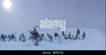 Winterpanorama von westlichen Sajan-Gebirge. Sibirien. Russland Stockfoto