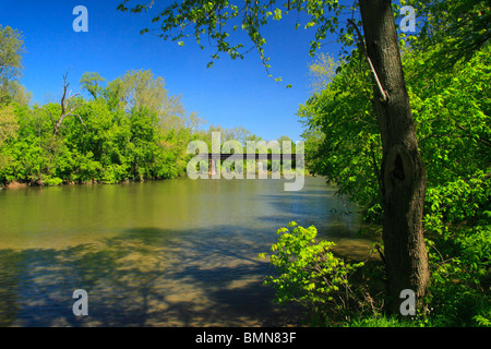 Ansicht des Monocacy River aus Gambrill Mühle Trail, Monocacy National Battlefield Park, Frederick, Maryland, USA Stockfoto