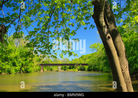 Ansicht des Monocacy River aus Gambrill Mühle Trail, Monocacy National Battlefield Park, Frederick, Maryland, USA Stockfoto