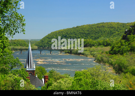 Blick vom Jefferson Rock, Appalachian Trail, Harpers Ferry, West Virginia, USA Stockfoto