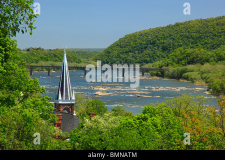Blick vom Jefferson Rock, Appalachian Trail, Harpers Ferry, West Virginia, USA Stockfoto