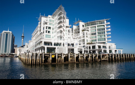 Gebäude in Freemans Bay, entlang der großen Barriere Insel Auto Fähre, über Quay Street, Auckland, Neuseeland Stockfoto