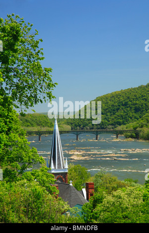 Blick vom Jefferson Rock, Appalachian Trail, Harpers Ferry, West Virginia, USA Stockfoto