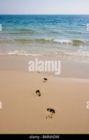 Katar, Sealine Beach Resort Beach, Footprints Stockfoto