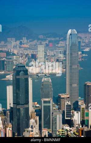 Hong Kong, Stadtansicht Blick auf Hafen Stockfoto