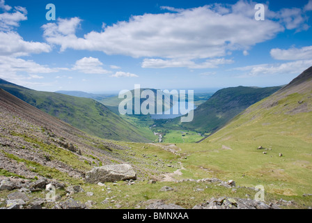 Wastwater und Wasdale Head von Beck Kopf unter großen Giebel, Lake District, Cumbria Stockfoto