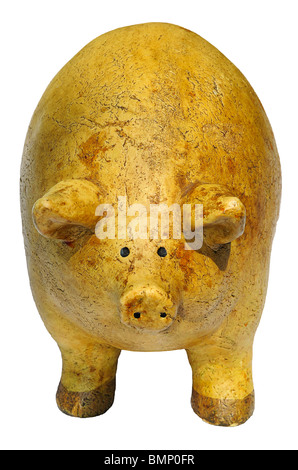 Antike fettes Schwein Skulptur suchen müde, alt und abgenutzt. Stockfoto